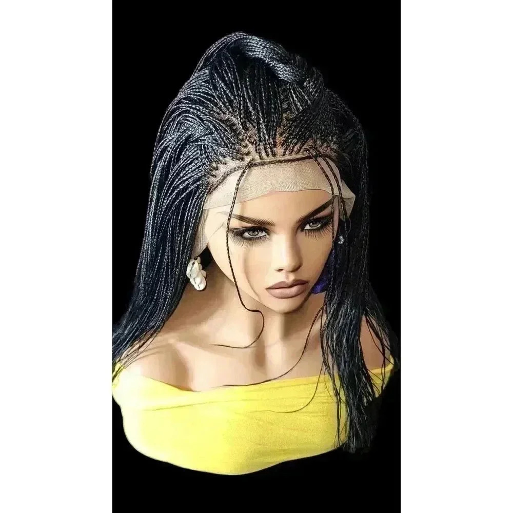 Full Lace Hand-Braided wig color # 1 Jet Black micro million braids- long wig - Picture 12 of 15